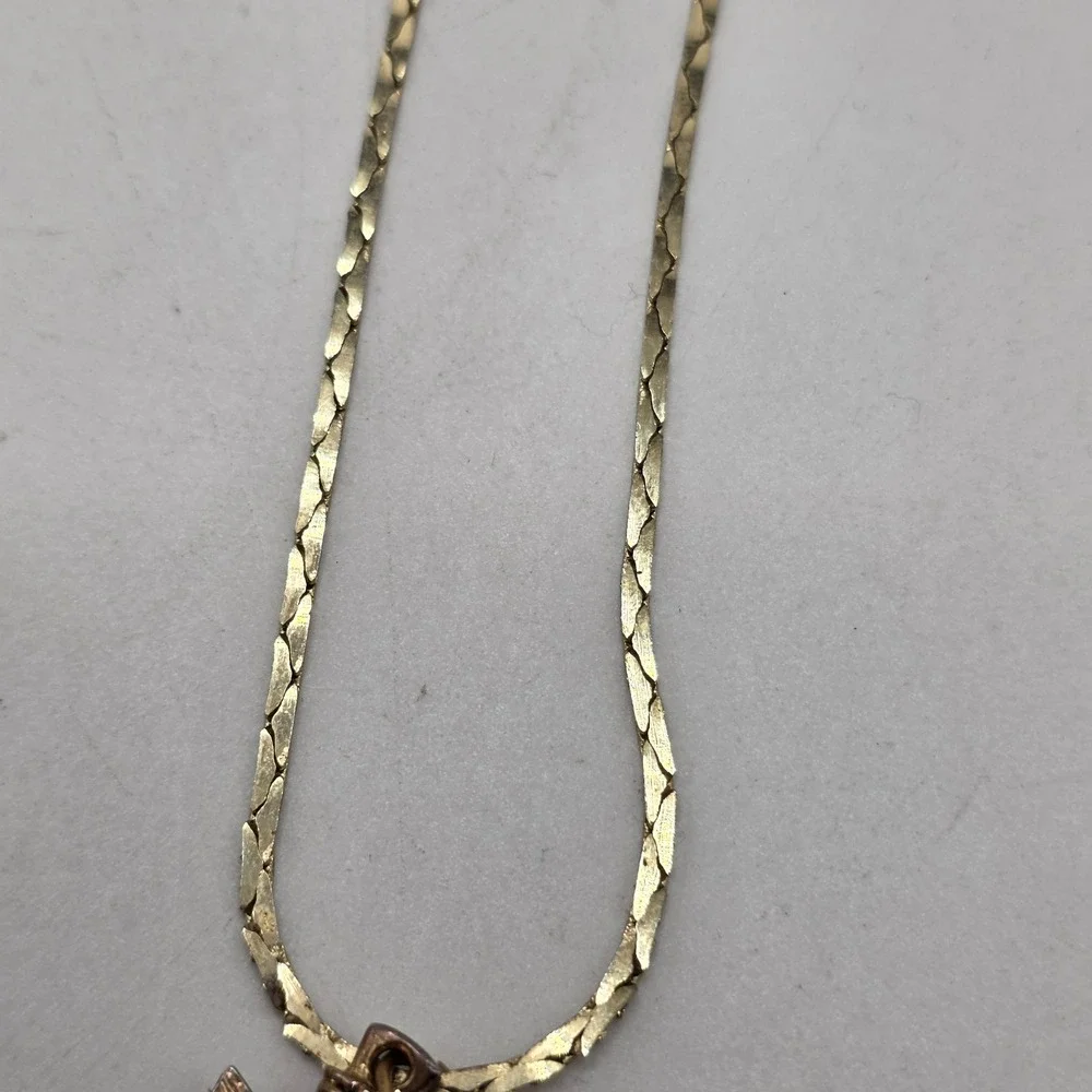 Arrowhead Necklace Buffalo Nickel Coin Pendant Gold Tone Flat Link Chain 18in